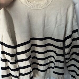Abercrombie & Fitch Cream and Black Striped Sweater